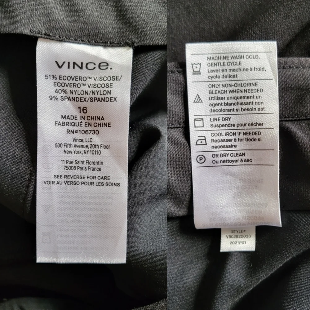 Vince Pintuck Tapered High Waist Black Trouser Pants Style#V802922038 NWT Sz 16